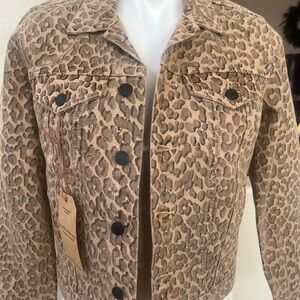 Lucky Brand denim leopard jacket size medium M, NEW  NWT